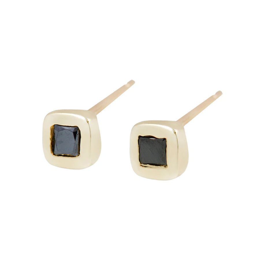 Bezel Black Diamond Studs