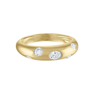 Thin Dome Ring with Ellipse Scattered Diamonds