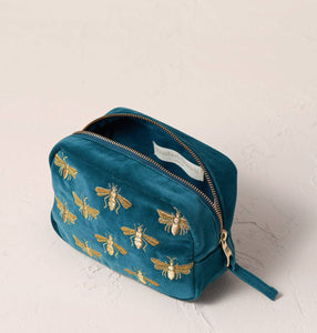 Honey Bee Makeup Bag in Rich Blue