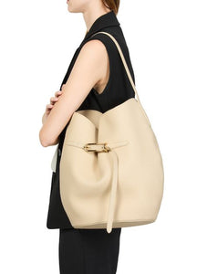 Large Belted Bucket Bag Cream