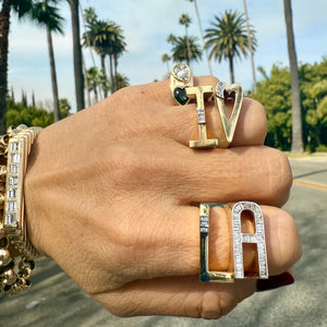 Grandsize Ribbed Initial Ring