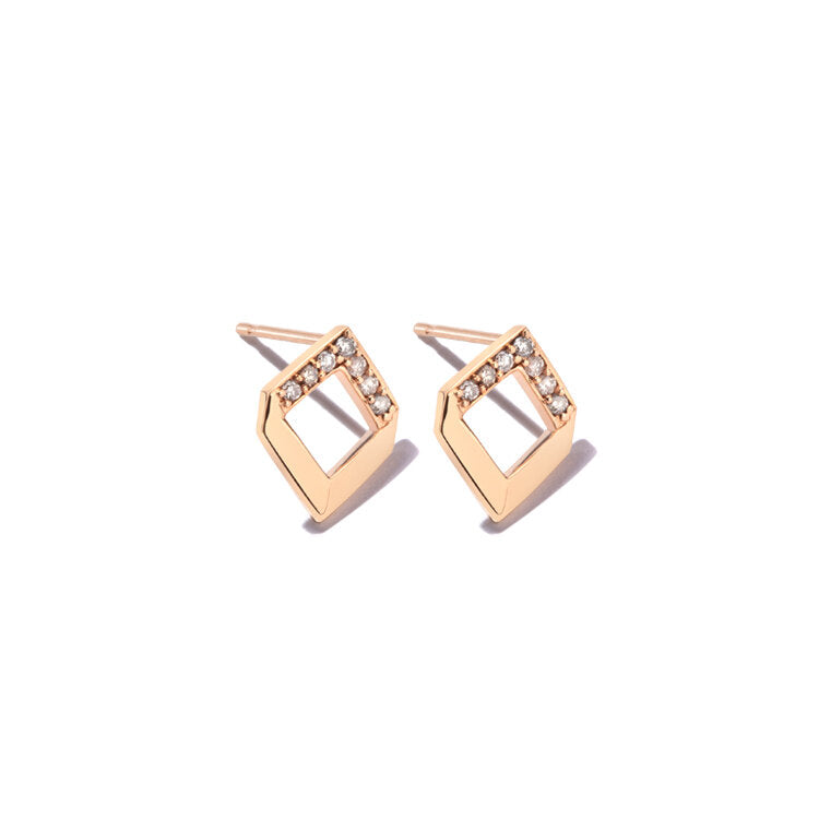 Jolly Bijou rose gold chevron earrings with 1.2mm round cut diamonds available on FalenaFineJewelry.com or in-store