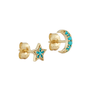 Turquoise Moon and Star Studs