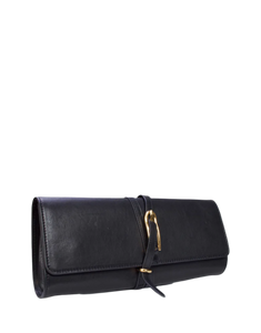 Belted Clutch Black Leather