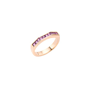 Otto ring in 18-karat rose gold set with amethyst princess cut by Jolly Bijou available on FalenaFineJewelry.com or in-store