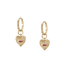 Mini Pink Tourmaline Sunbeam Heart Earring Charms