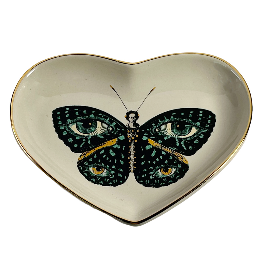 Madame Butterfly Ceramic Heart Dish by Spitefire Girl available at falenafinejewelry.com