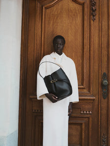 Large Belted Bucket Bag Black