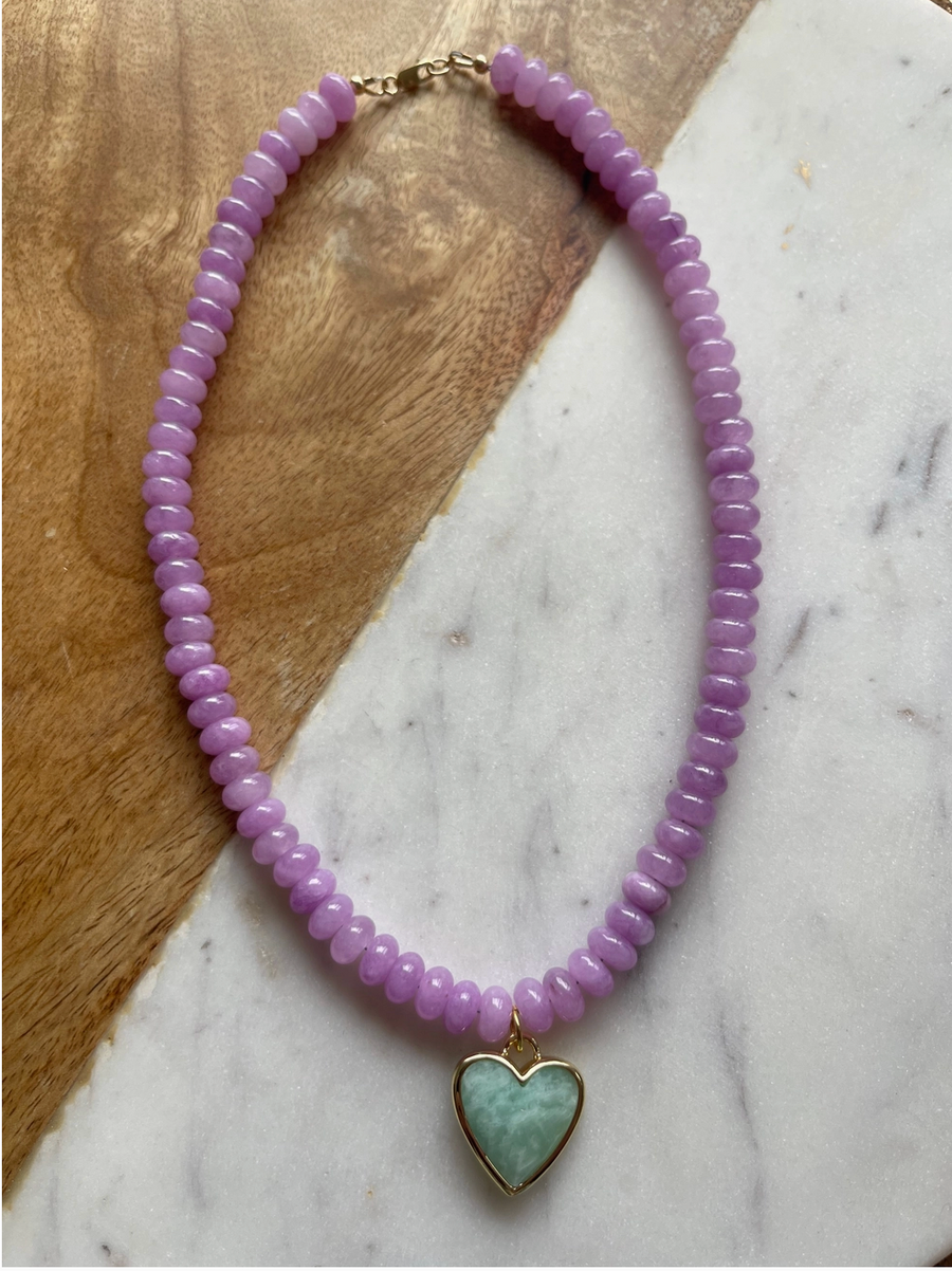 Caia Necklace - Lavender Jade with Amazonite