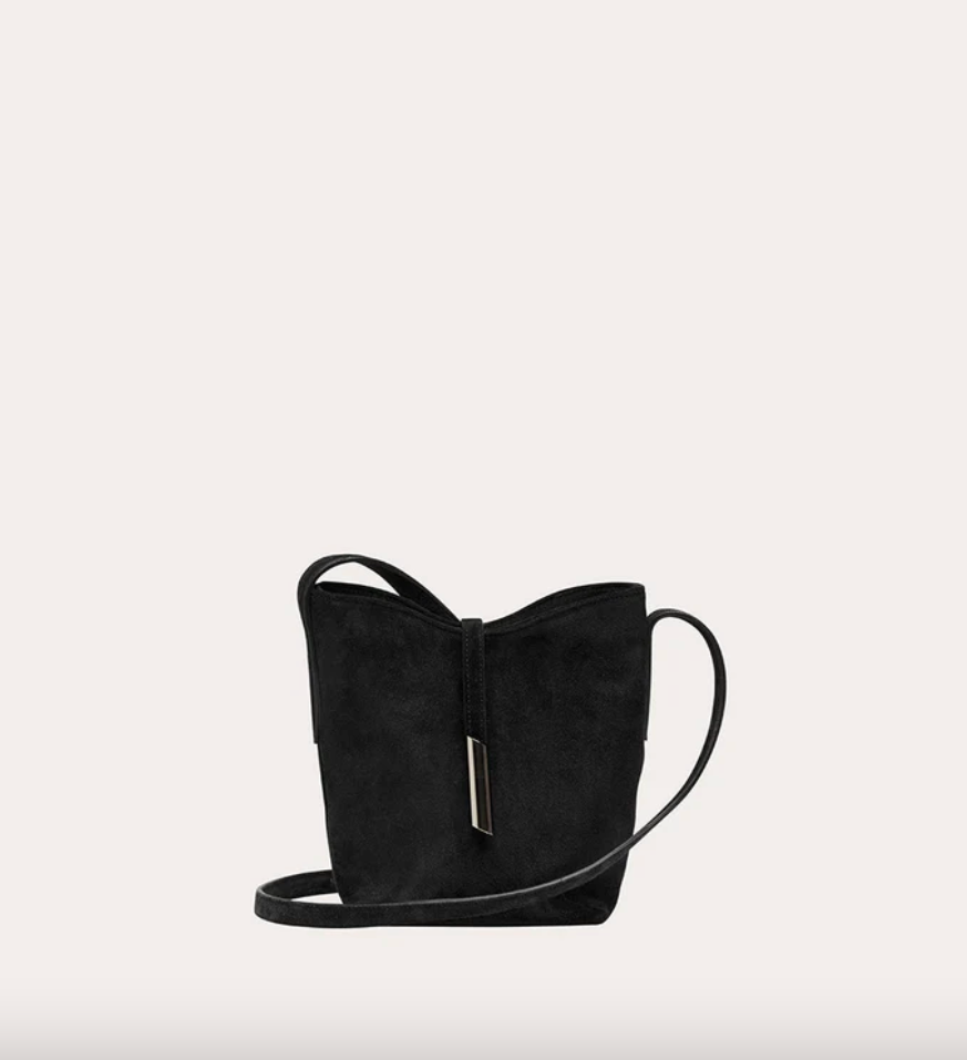 Penne Mini Bucket Bag Black Suede