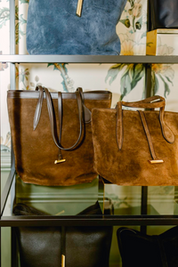 Tall Sprout Tote Dark Brown Suede