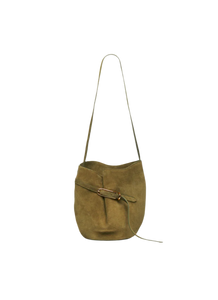 Belted Bucket Bag Herb Suede