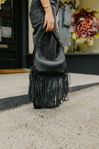 Aspen Bag in Black Leather Fringe