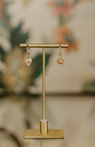 Mini Sunbeam Heart Earring Charms in Pink Tourmaline