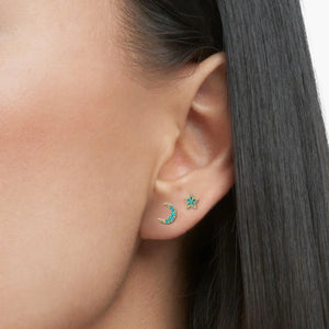 Turquoise Moon and Star Studs