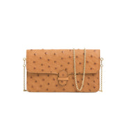 Accordion Crossbody Wallet in Cognac Ostrich