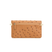 Accordion Crossbody Wallet in Cognac Ostrich