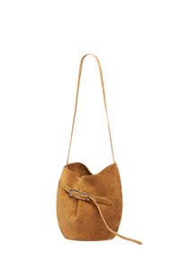 Belted Bucket Bag Suede Beige