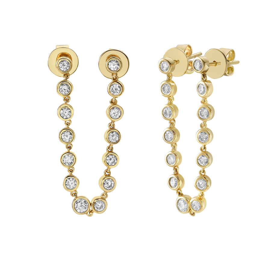 Bezel Diamond Chain Stud Earring