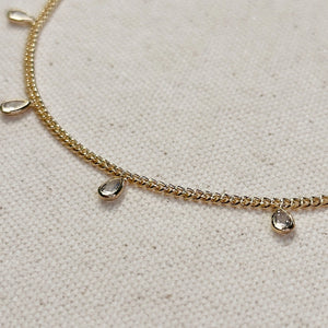 Curb Chain Anklet with Bezel Cz Drops