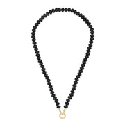 Black Onyx Rondelle Bead Necklace with Heart Gemstone Pendant