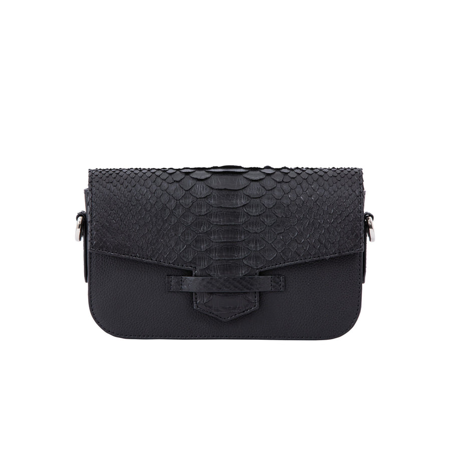 Caia Crossbody in Black Nappa & Python