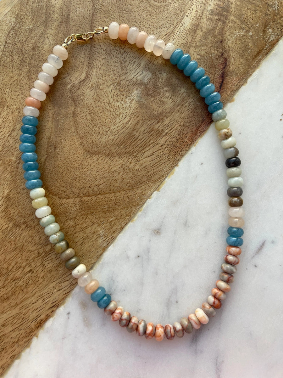 Rowan Necklace - Denim, Peach, Ocean