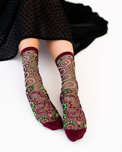 Serpentine Black Floral Crew Socks