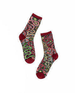 Serpentine Black Floral Crew Socks