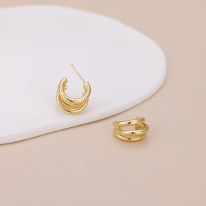 Triple Hoop Earrings in Gold
