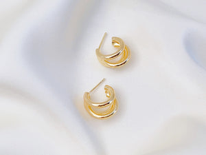 Triple Hoop Earrings in Gold