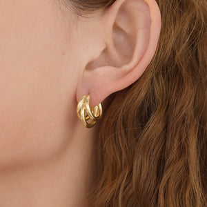 Triple Hoop Earrings in Gold