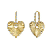 Mon Amour Diamond Fluted Heart Earrings