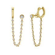 Bezel Diamond Chain Huggie Earring