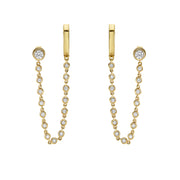 Bezel Diamond Chain Huggie Earring