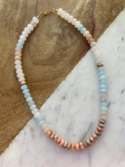 Rowan Necklace - Light blue, Peach, Ivory