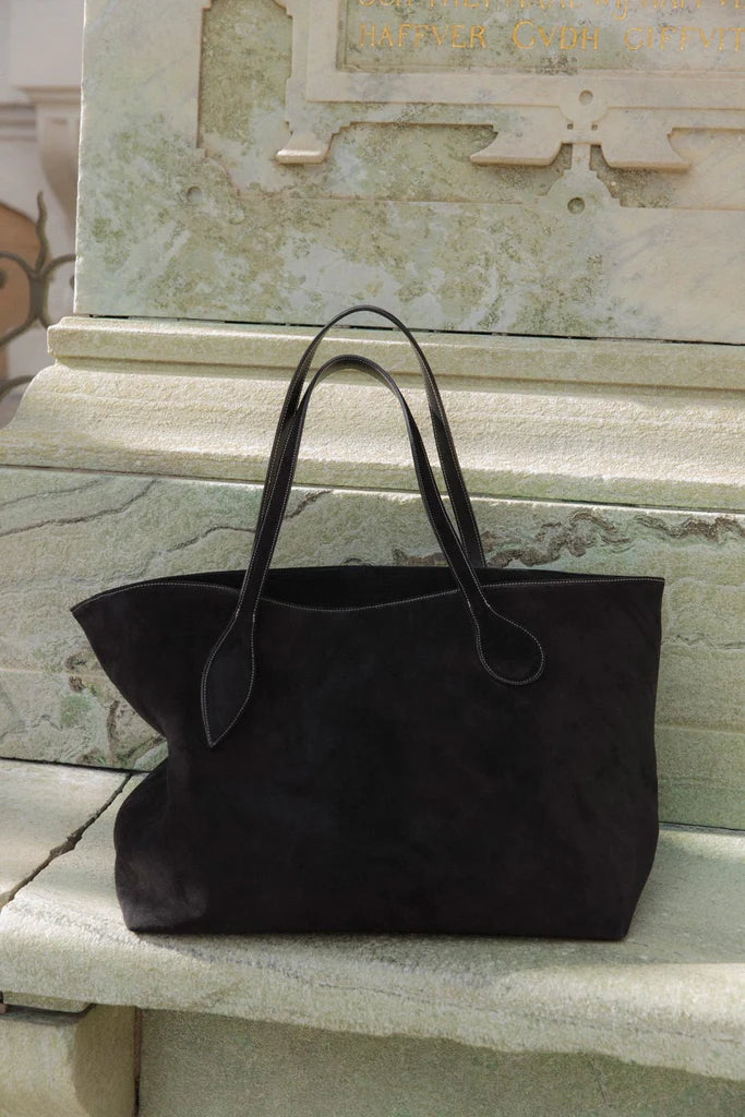 Mega Sprout Tote Black Suede