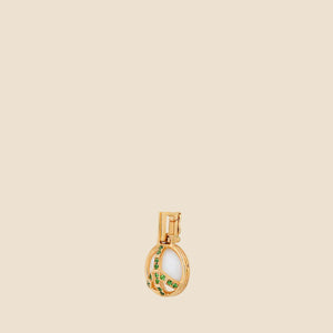 Mini Peace Pendant in White Onyx and Tsavorite