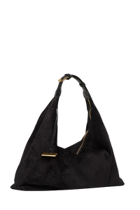 Pillow Shoulder Bag Black Suede