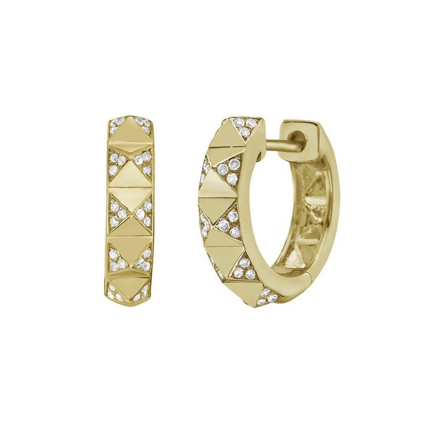 Diamond Geometric Pyramid Huggie Earring