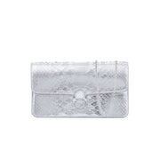 Accordion Crossbody Wallet in Silver Python