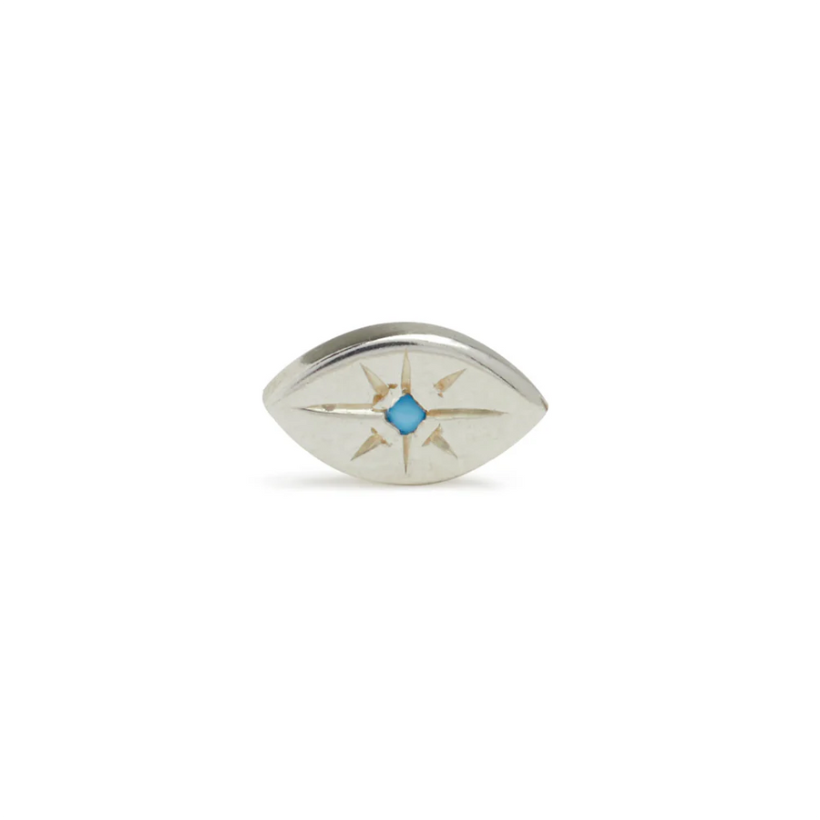 Silver Evil Eye Stud with Turqouise