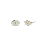 Silver Evil Eye Stud with Turqouise