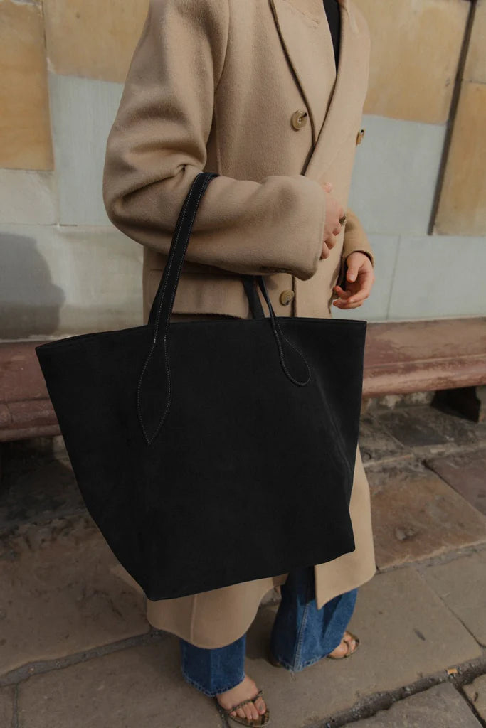 Sprout Tote Black Suede