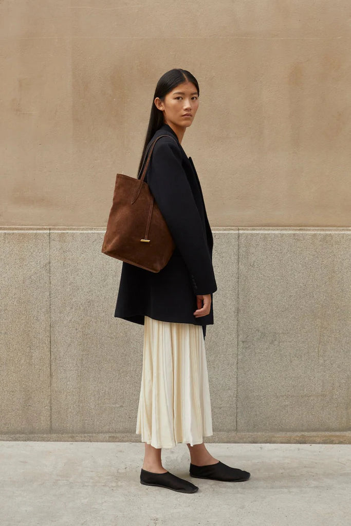 Tall Sprout Tote Dark Brown Suede